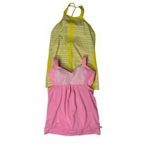 Lululemon Tank Tops Lot of 2 Hip To Be Zen Back On Track Pink Yellow Size 8 Yoga